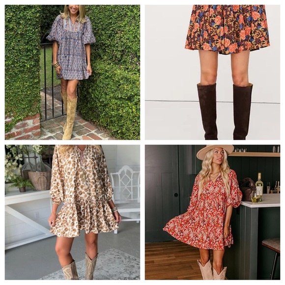 H&M Tiny Floral Print Cotton Shift Dress With Puff Sleeves & V-Neck, Siz… - Picture 9 of 9